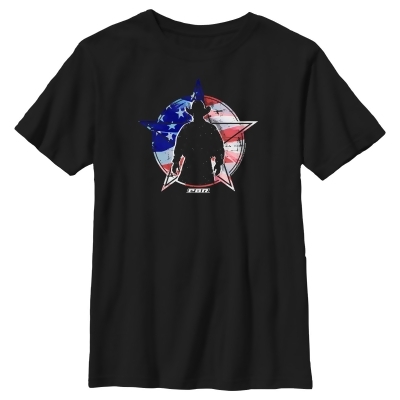 Boy's Professional Bull Riders American Flag Cowboy Silhouette Graphic T-Shirt 