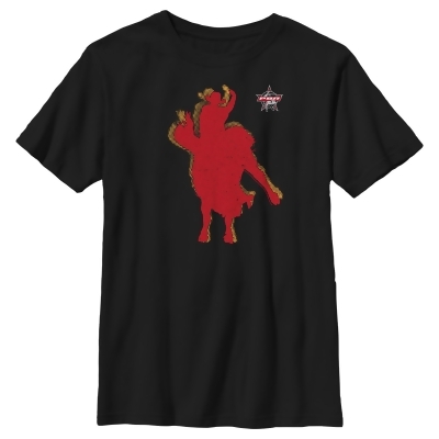 Boy's Professional Bull Riders Red Cowboy Silhouette Graphic T-Shirt 