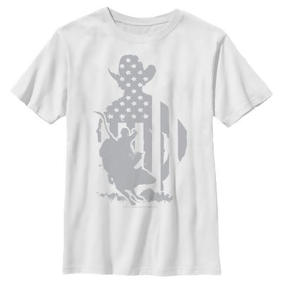 Boy's Professional Bull Riders Gray Patriotic Silhouette Graphic T-Shirt 