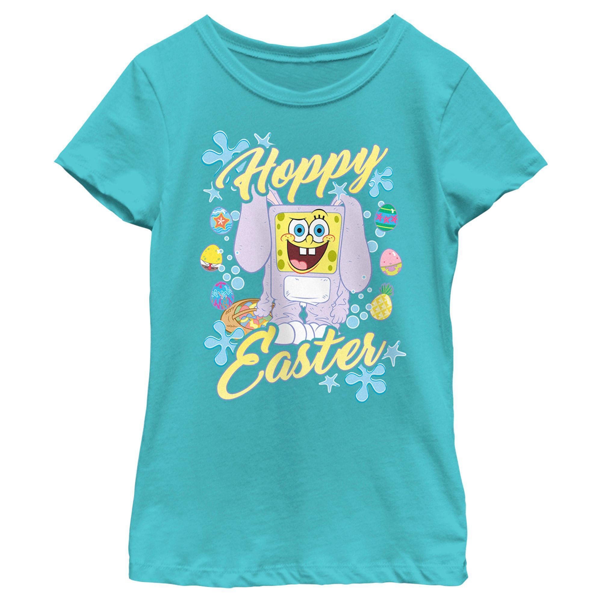 Girl's SpongeBob SquarePants Colorful Hoppy Easter Graphic T-Shirt