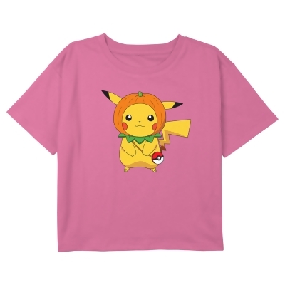 Girl's Pokemon Halloween Pumpkin Pikachu Graphic T-Shirt 