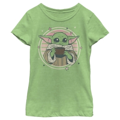 Girl's Star Wars: The Mandalorian Animated Grogu Cute Mug Graphic T-Shirt 