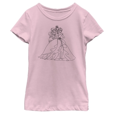 Girl's Disney Princesses Line Art Graphic T-Shirt 