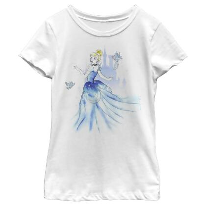 Girl's Cinderella Watercolor Dress Graphic T-Shirt 