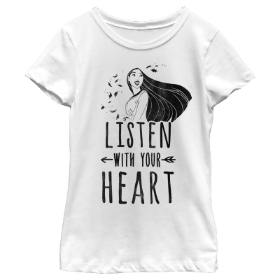 Girl's Pocahontas Listen Heart Graphic T-Shirt 