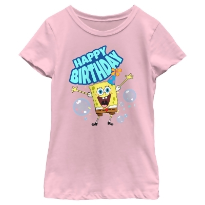 Girl's SpongeBob SquarePants Happy Birthday Bubbles Graphic T-Shirt 