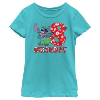 Girl's Lilo & Stitch 8th Birthday Hula Dance Graphic T-Shirt 