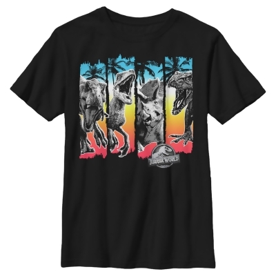 Boy's Jurassic World Tropical Dinosaurs Panels Graphic T-Shirt 