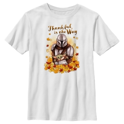 Boy's Star Wars: The Mandalorian Grogu and Din Djarin Thankful is the Way Graphic T-Shirt 
