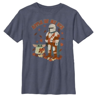 Boy's Star Wars: The Mandalorian Grogu and Din Djarin Fall Leaves Apple of my Eye Graphic T-Shirt 