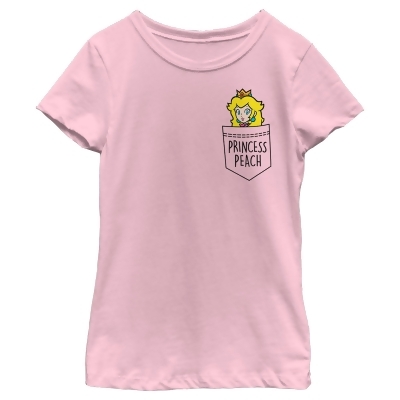 Girl's Nintendo Super Mario Bros. Princess Peach Faux Pocket Graphic T-Shirt 