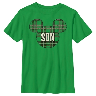 Boy's Mickey & Friends Plaid Son Silhouette Graphic T-Shirt 