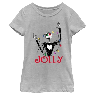 Girl's The Nightmare Before Christmas Jack Jolly Christmas Lights Graphic T-Shirt 