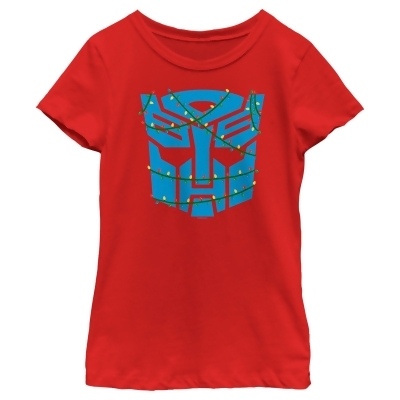 Girl's Transformers Christmas Lights Autobots Logo Graphic T-Shirt 