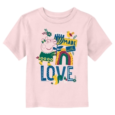 Toddler's Peppa Pig Made with Love Green Embroidery Graphic T-Shirt 