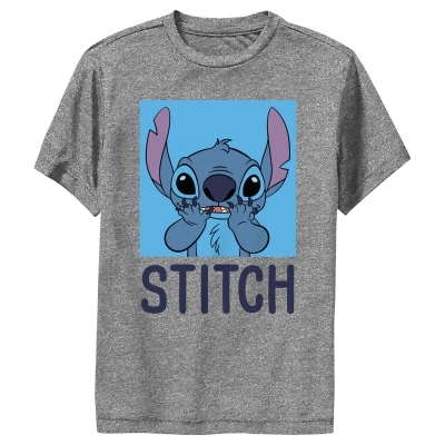 Boy's Lilo & Stitch Blue Square Portrait Stitch Performance T-Shirt 