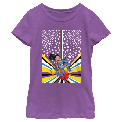 Girl's Lilo & Stitch Friends on Bike Poster Graphic T-Shirt 