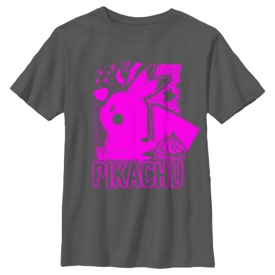 Boy's Pokemon Pikachu Sweet Pink Neon Graphic T-Shirt 