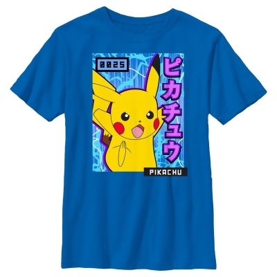 Boy's Pokemon Pikachu Blue Lightning Graphic T-Shirt 