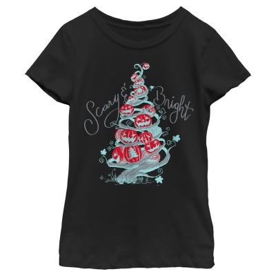 Girl's The Nightmare Before Christmas Scary & Bright Tree Graphic T-Shirt 