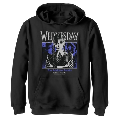 Boy's Wednesday Solitude Suits Me Portrait Pullover Hoodie 