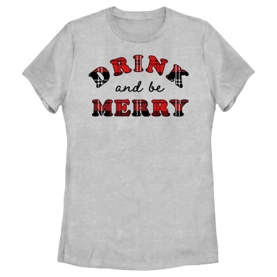 Women's Lost Gods Drink and Be Marry Plaid Graphic T-Shirt 
