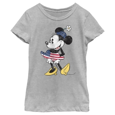 Girl's Minnie Mouse Patriotic Fourth of July Outfit Graphic T-Shirt 