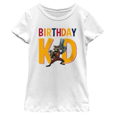 Girl's Guardians of the Galaxy Birthday Kid Rocket Raccoon Graphic T-Shirt 