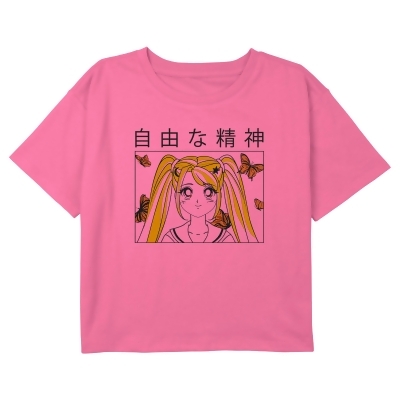 Girl's Lost Gods Butterfly Anime School Girl Graphic T-Shirt 