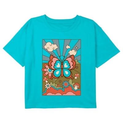 Girl's Lost Gods Retro Butterfly Tarot Card Graphic T-Shirt 