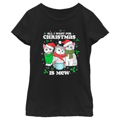 Girl's Lost Gods All I Want for Christmas Is Mew Graphic T-Shirt 