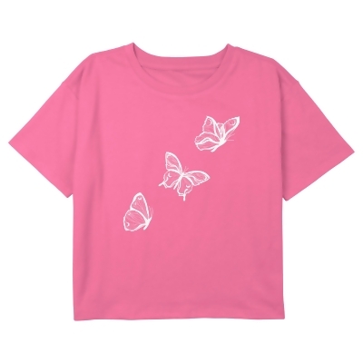 Girl's Lost Gods Flying Butterfly Outline Graphic T-Shirt 
