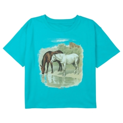 Girl's Lost Gods Retro Horses Water Portrait Graphic T-Shirt 