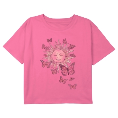 Girl's Lost Gods Monarch Butterfly Sun Sketch Graphic T-Shirt 