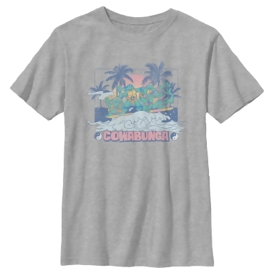 Boy's Teenage Mutant Ninja Turtles Distressed Tropical Beach Graphic T-Shirt 