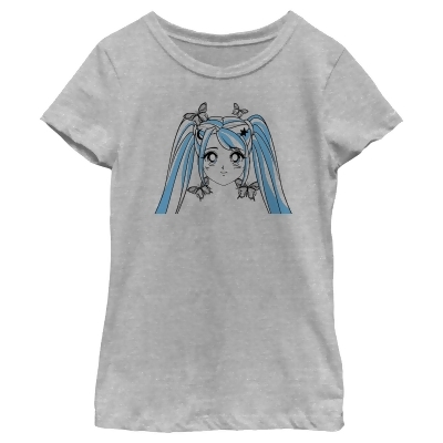 Girl's Lost Gods Butterfly Anime Face Graphic T-Shirt 