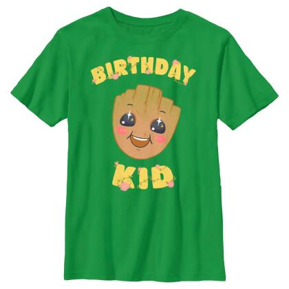 Boy's Guardians of the Galaxy Baby Face Birthday Kid Groot Graphic T-Shirt