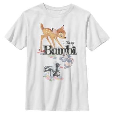 Boy's Bambi Movie Logo With Flower and Thumper Graphic T-Shirt 