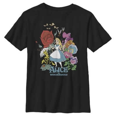 Boy's Alice in Wonderland Alice and The Talking Flowers Graphic T-Shirt 