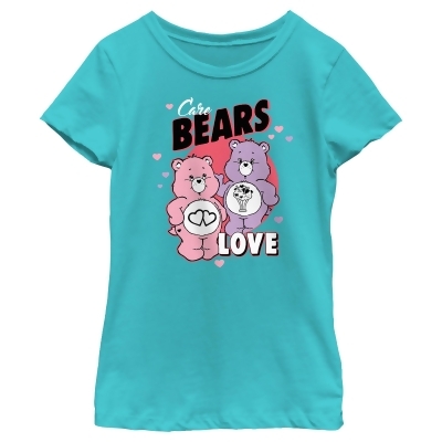 Girl's Care Bears Valentine's Day Love-a-Lot Bear and Share Bear Love Graphic T-Shirt 