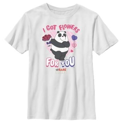 Boy's We Bare Bears Valentine's Day Panda I Got Flowers For You Graphic T-Shirt 
