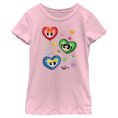 Girl's The Powerpuff Girls Valentine's Day Conversation Hearts Graphic T-Shirt 