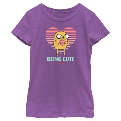 Girl's Adventure Time Valentine's Day Jake Being Cute Graphic T-Shirt 