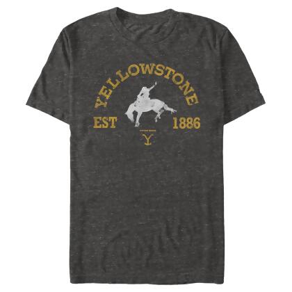Men's Yellowstone Distressed White Rider Silhouette Est. 1886 Graphic T-Shirt 