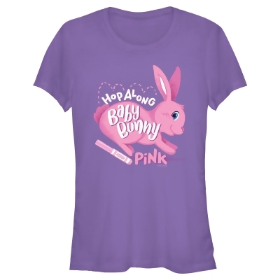 Junior's Crayola Easter Hop Along Baby Bunny Pink Graphic T-Shirt 