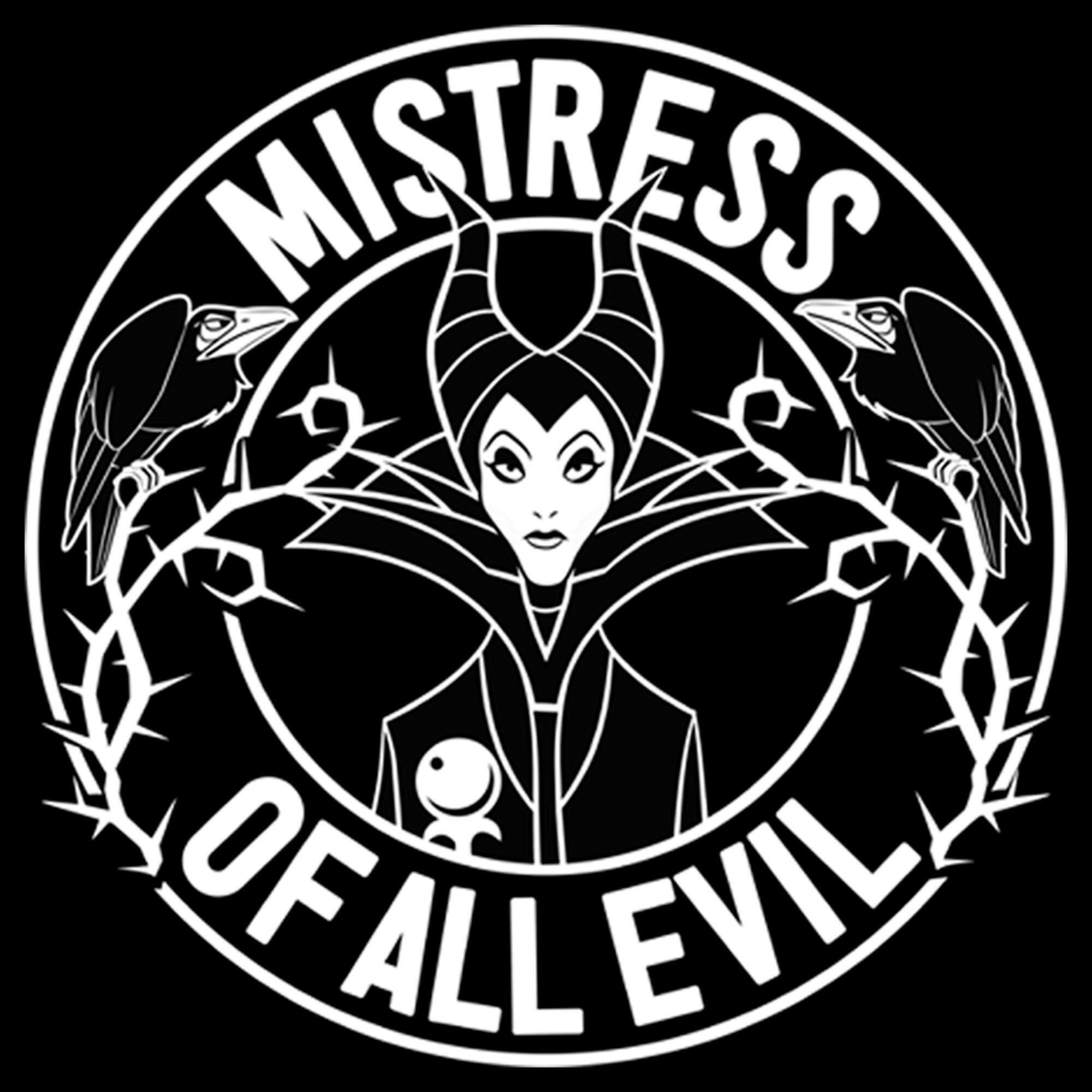 Junior's Sleeping Beauty Maleficent Mistress of all Evil Stamp Pullover Sweatshirt alternate image