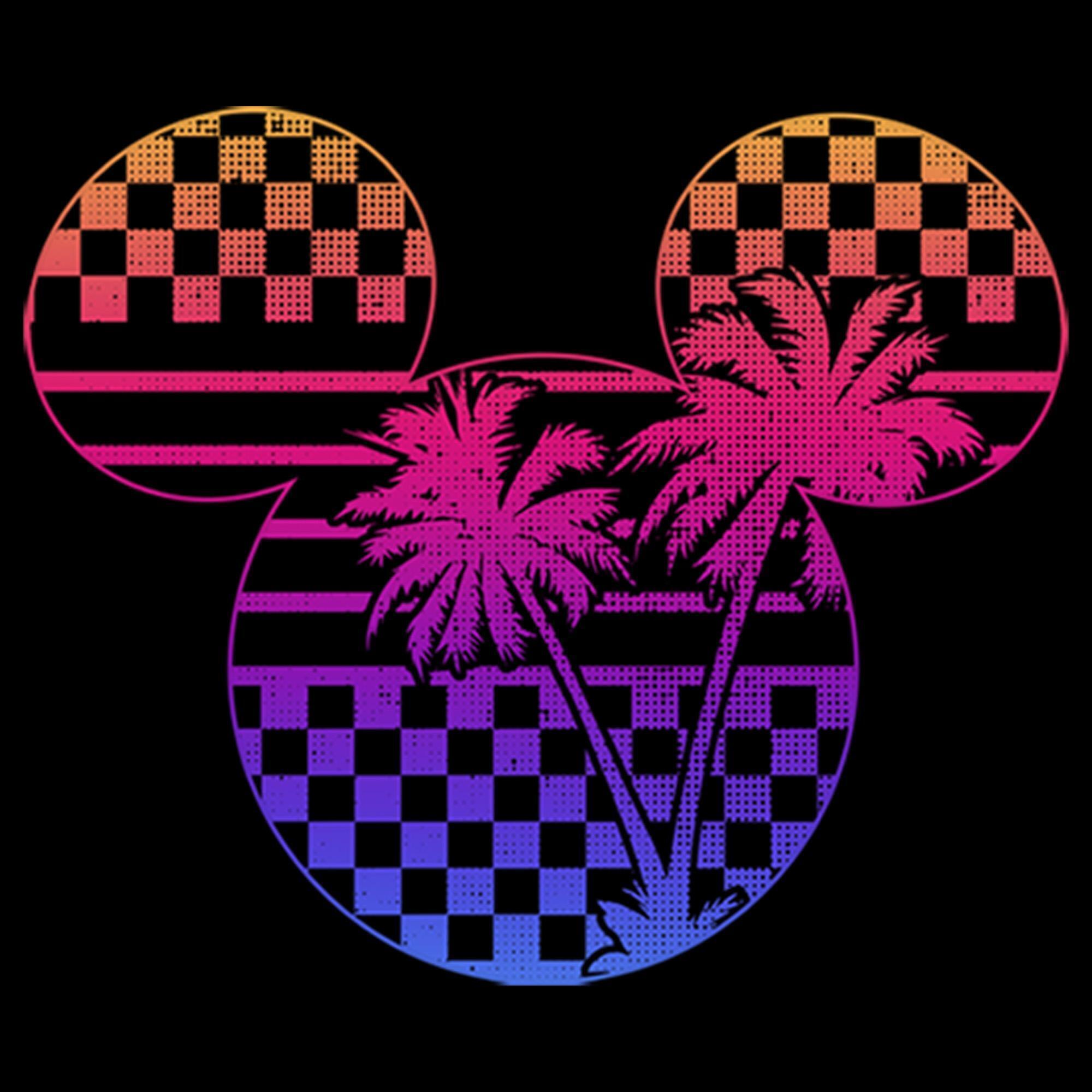 Boy's Mickey & Friends Mickey Mouse Neon Palm Trees Silhouette Graphic T-Shirt alternate image