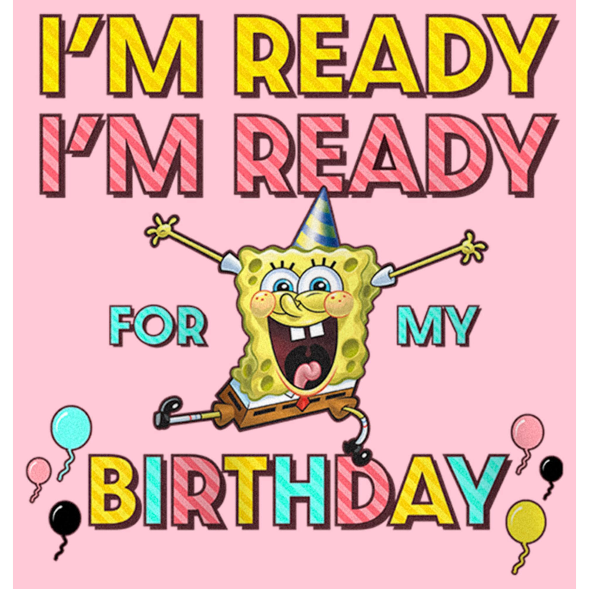 Girl's SpongeBob SquarePants I'm Ready For My Birthday Graphic T-Shirt alternate image