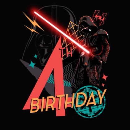 Toddler's Star Wars Darth Vader 4th Birthday Abstract Background Graphic T-Shirt alternate image