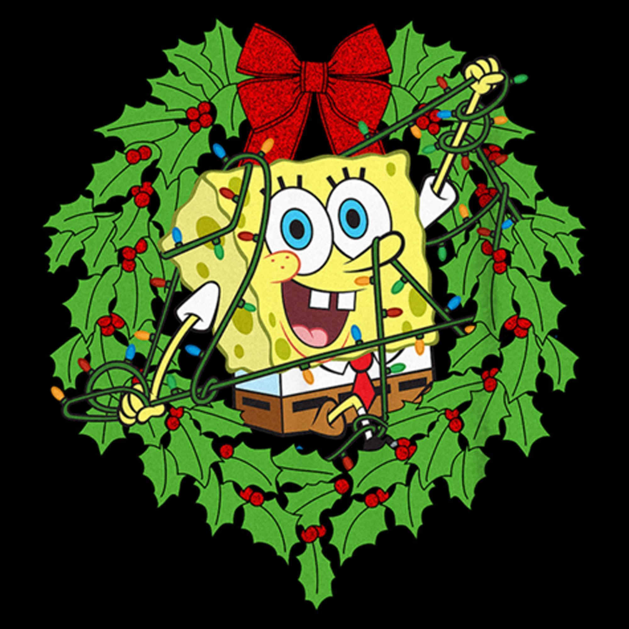 Girl's SpongeBob SquarePants Christmas Wreath Graphic T-Shirt alternate image